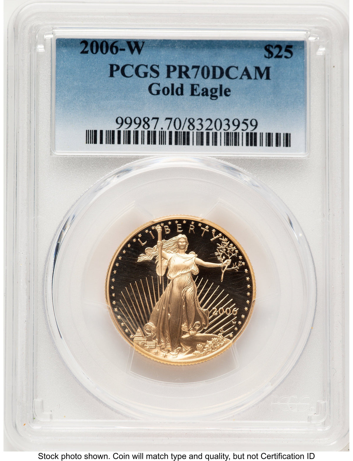 2006-W Proof Gold Eagle 1/2 oz Blue Gradient PCGS PR70