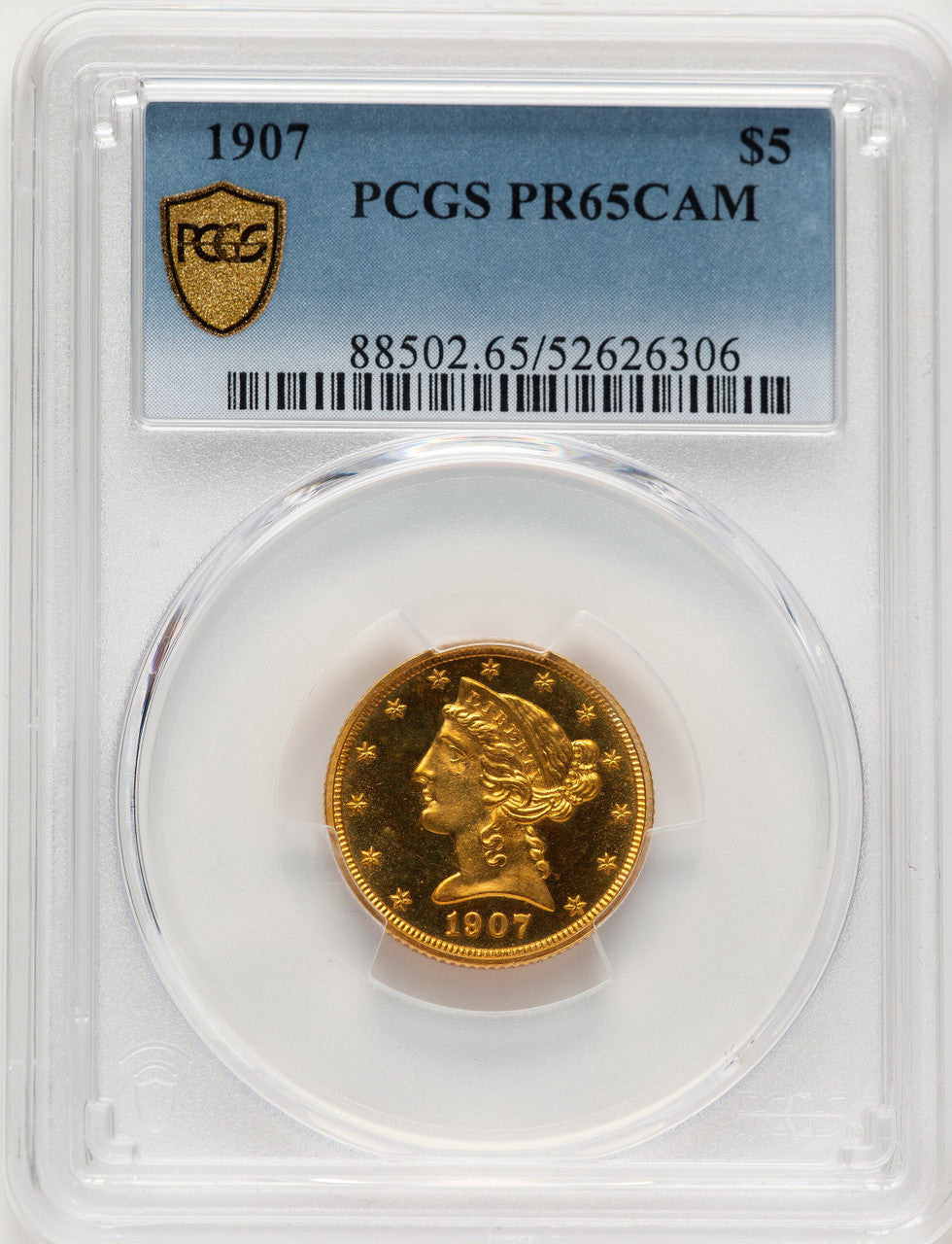 1907 $5 CA Proof Liberty Half Eagle PCGS PR65