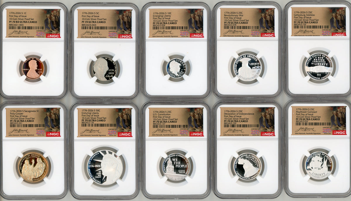 2026-S Semiquincentennial US Mint Proof Set NGC PF70 FDI 250 Hancock Label