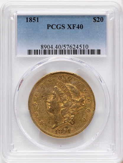 1851 $20 Liberty Double Eagle PCGS XF40