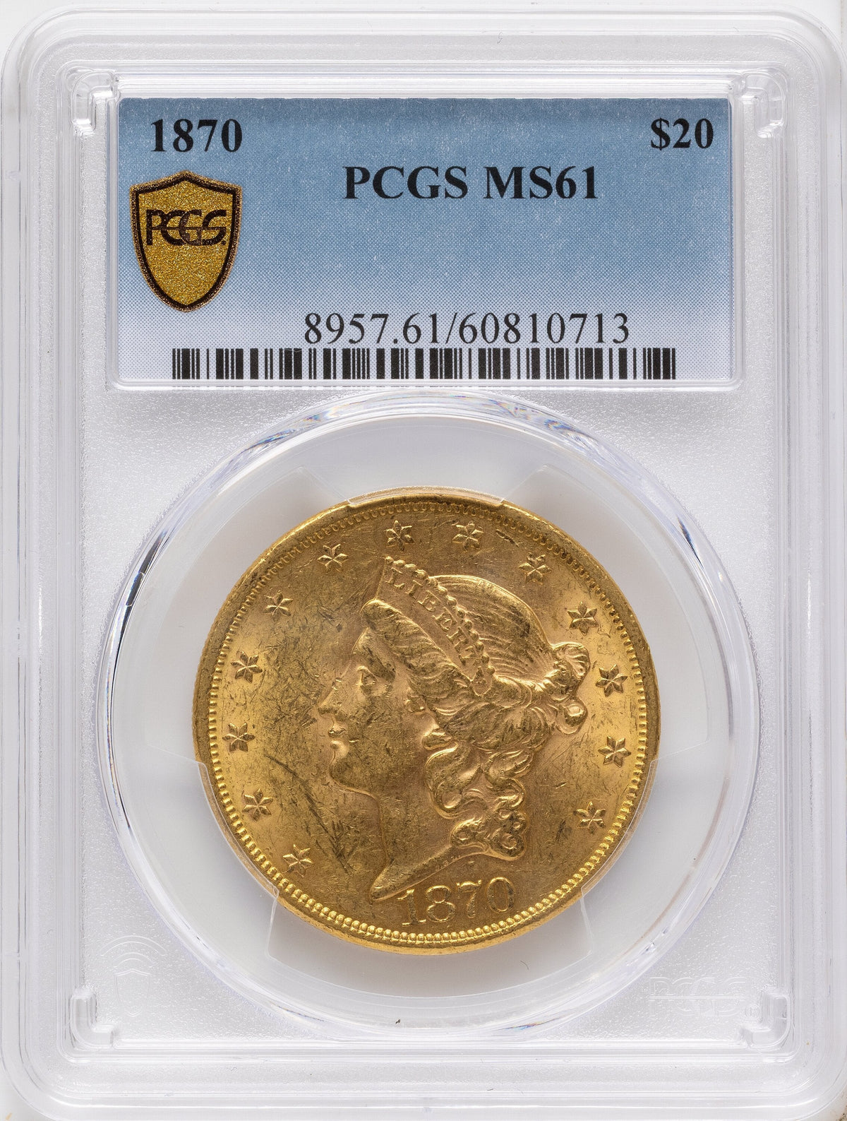 1870 $20 Liberty Double Eagle PCGS MS61