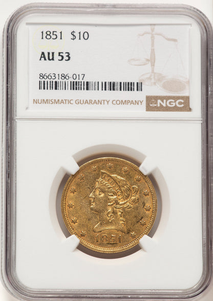 1851 $10 Liberty Eagle NGC AU53