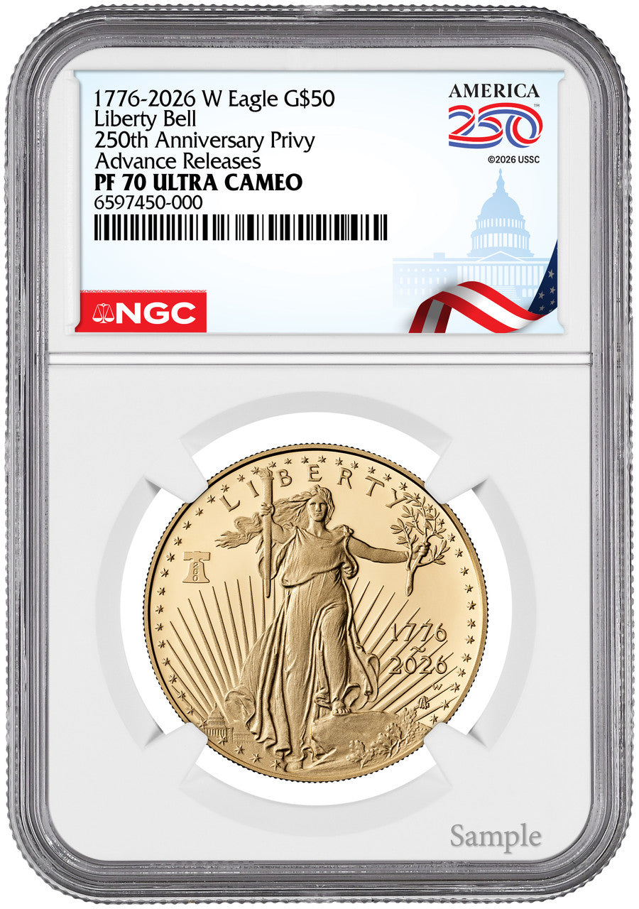 2026-W 1 oz Proof Gold Eagle 250 Liberty Bell AR NGC PF70 (1776-2026)