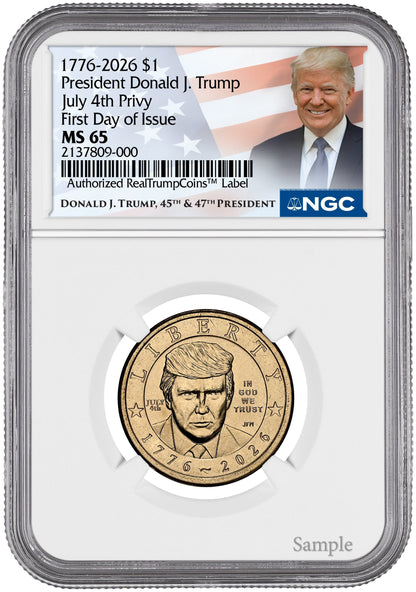 2026 President Donald J. Trump Semiquincentennial July 4th Privy FDI NGC MS65 Trump