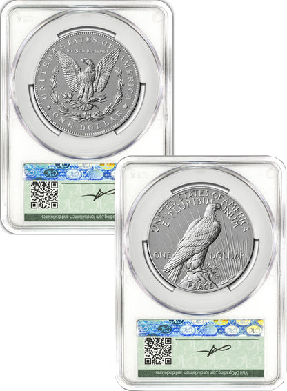 2026-P Morgan and Peace Dollar Reverse Proof 2-Coin Set CAC PR70 FDD Founders Label