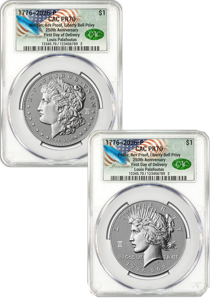 2026-P Morgan and Peace Dollar Reverse Proof 2-Coin Set CAC PR70 FDD Founders Label