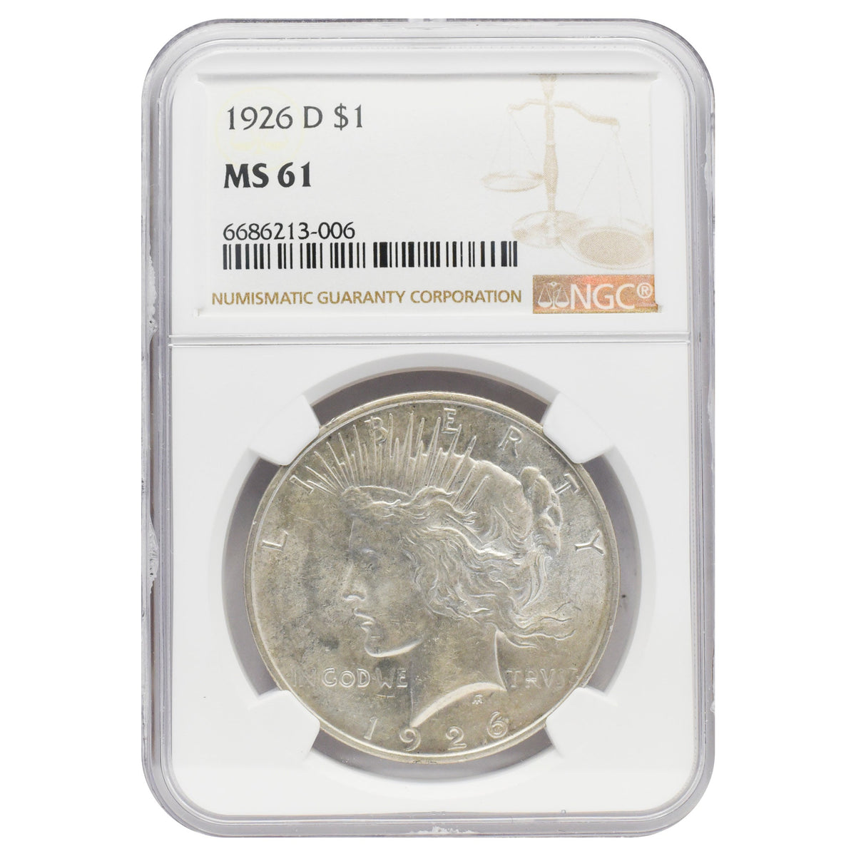 1926-D Peace Dollar MS61 NGC