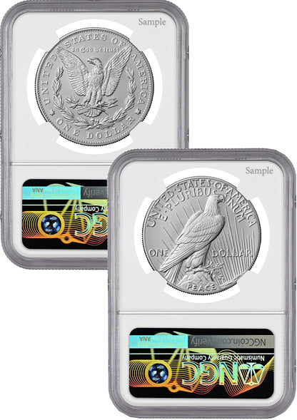 2026-W Morgan and Peace Dollar Enhanced 2-Coin Set NGC MS70 FDI Congress 250 Label