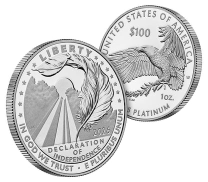 2026-W $100 Platinum Eagle Charters of Freedom FDD CAC PR70