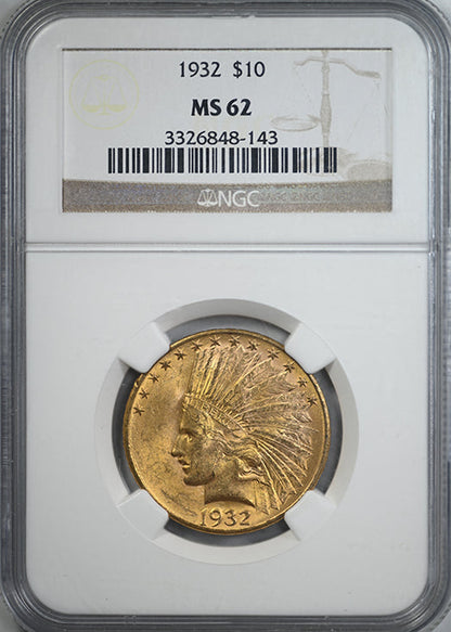 1932 Indian Head Gold Eagle $10 NGC MS62