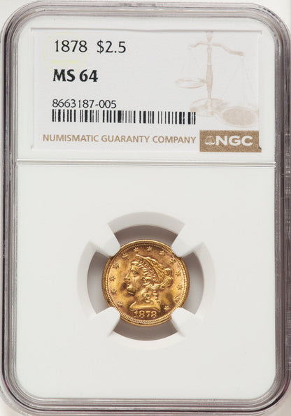 1878 $2.50 Liberty Quarter Eagle NGC MS64