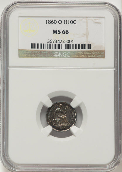 1860-O H10C Seated Half Dime NGC MS66