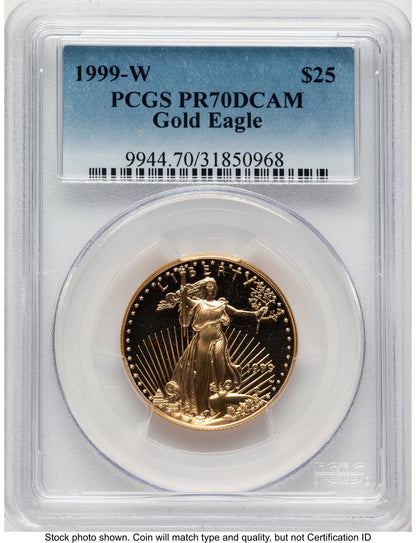 1999-W Proof Gold Eagle 1/2 oz Blue Gradient PCGS PR70