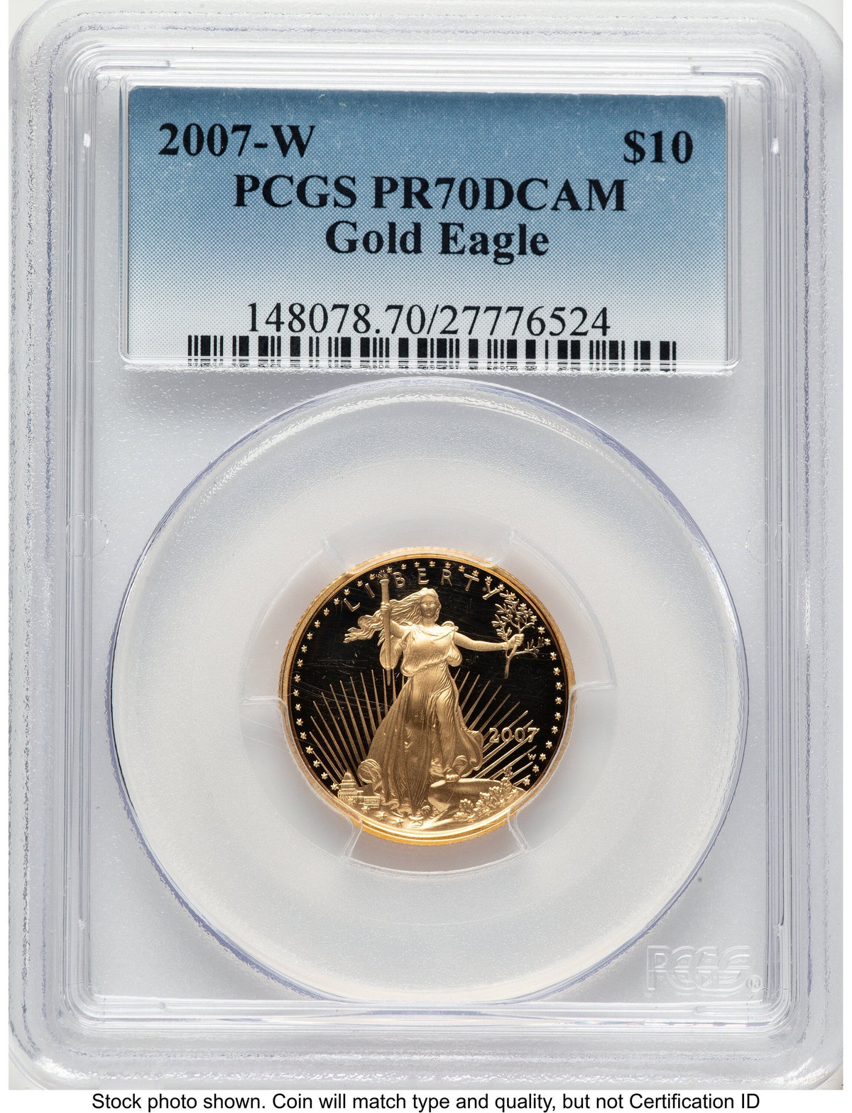 2007-W Proof Gold Eagle 1/4 oz Blue Gradient PCGS PR70