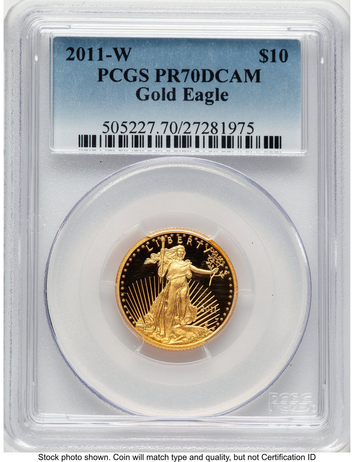 2011-W Proof Gold Eagle 1/4 oz Blue Gradient PCGS PR70
