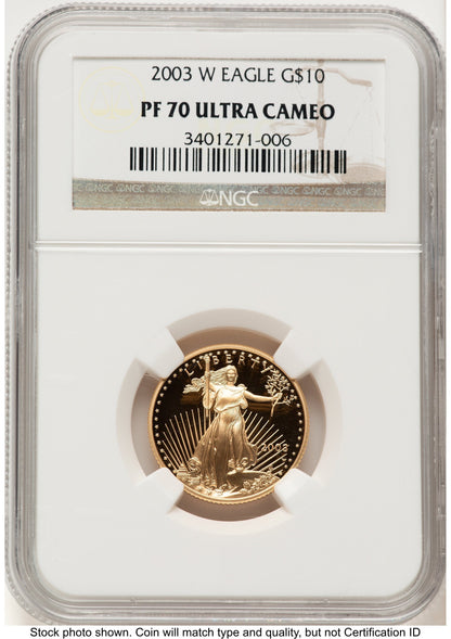 2003-W Proof Gold Eagle 1/4 oz Brown Label NGC PF70