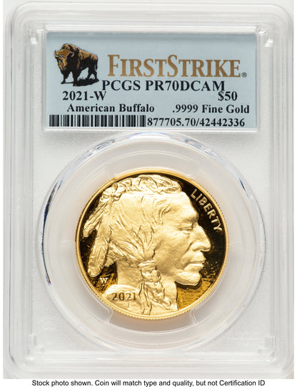2021-W Proof Gold Buffalo 1 oz FS Bison Label PCGS PR70