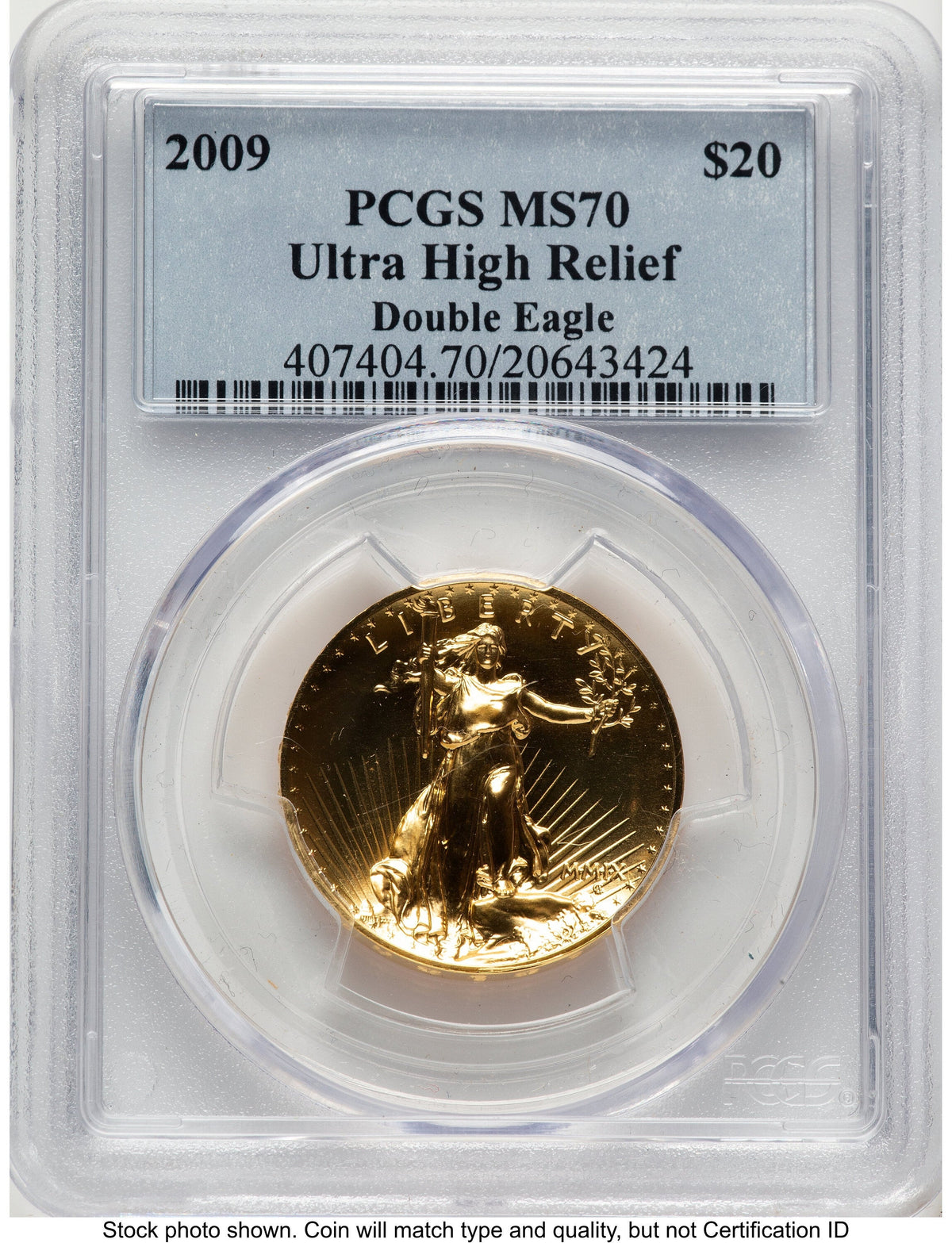 2009 G$20 Ultra High Relief Blue Label PCGS MS70