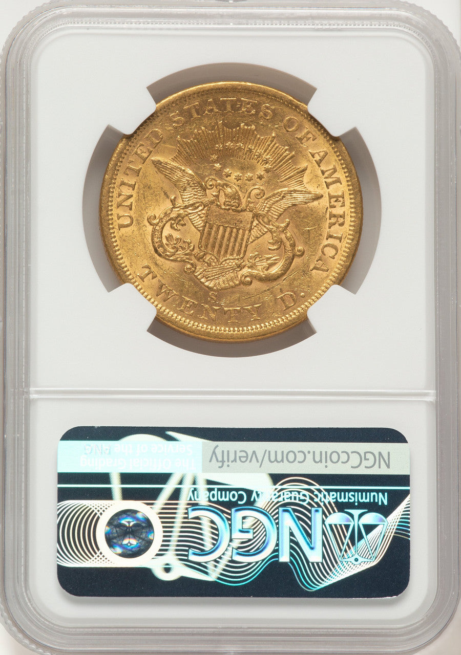 1862-S $20 Liberty Double Eagle NGC AU55