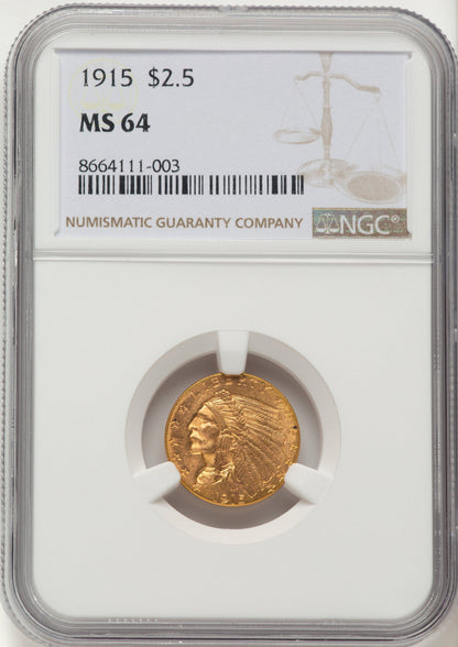 1915 $2.50 Indian Quarter Eagle NGC MS64