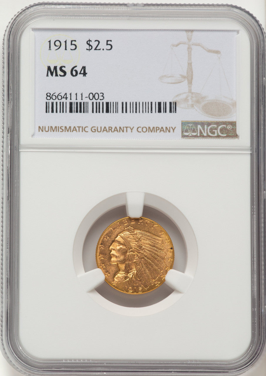1915 $2.50 Indian Quarter Eagle NGC MS64