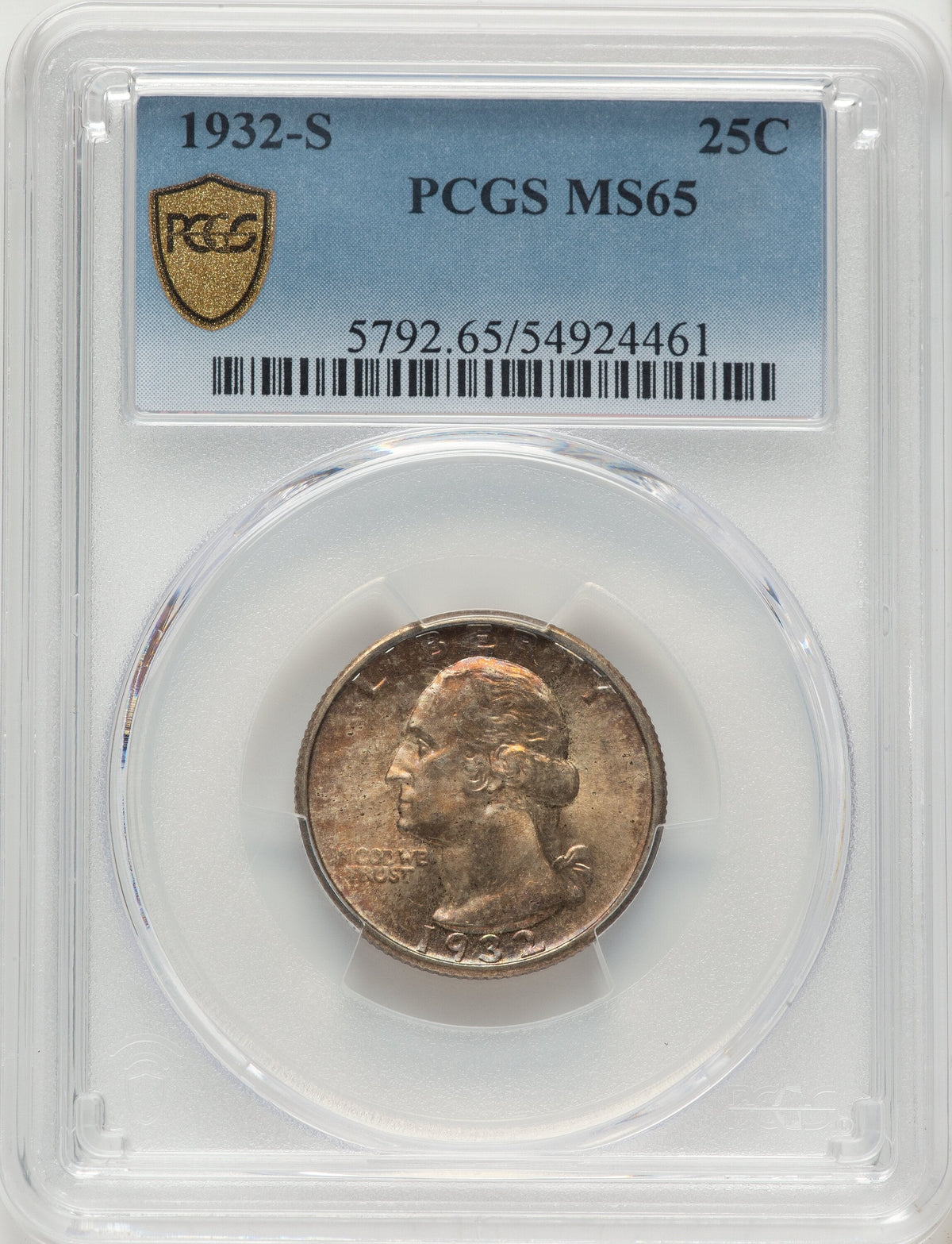 1932-S 25C Washington Quarter PCGS MS65
