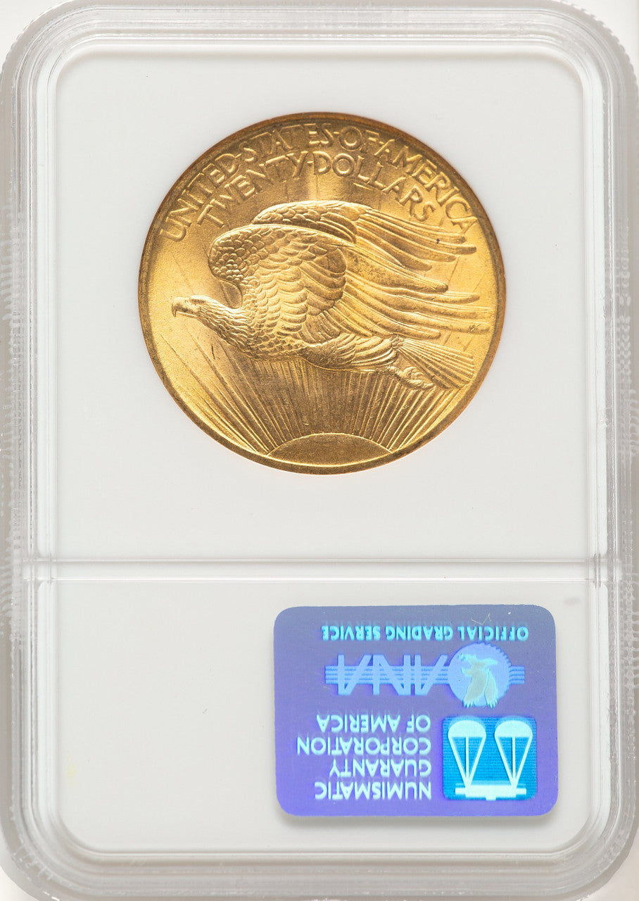 1908 NM $20 Wells Fargo CAC Saint-Gaudens Double Eagle NGC MS65