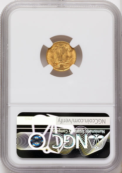 1856 G$1 Slanted 5 Gold Dollar NGC MS63