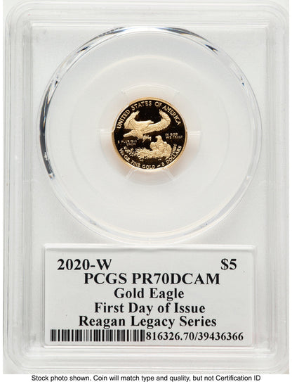 2020-W Proof Gold Eagle 1/10 oz FDI Reagan Legacy Series Michael Reagan PCGS PR70