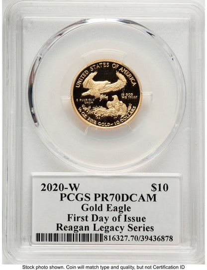 2020-W Proof Gold Eagle 1/4 oz FDI Reagan Legacy Series Michael Reagan PCGS PR70