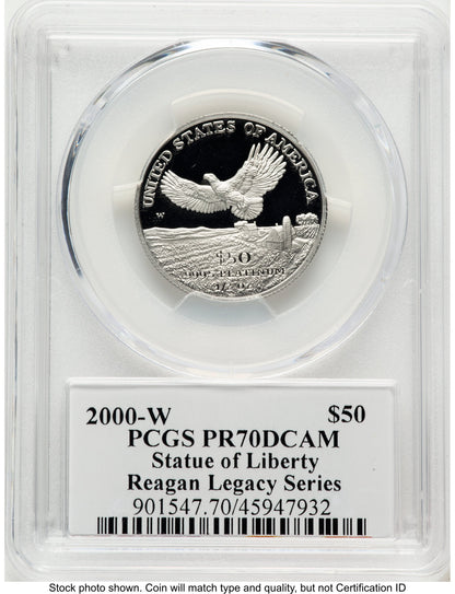 2000-W Proof Platinum Eagle 1/2 oz Reagan Legacy Series Michael Reagan Picture PCGS PR70