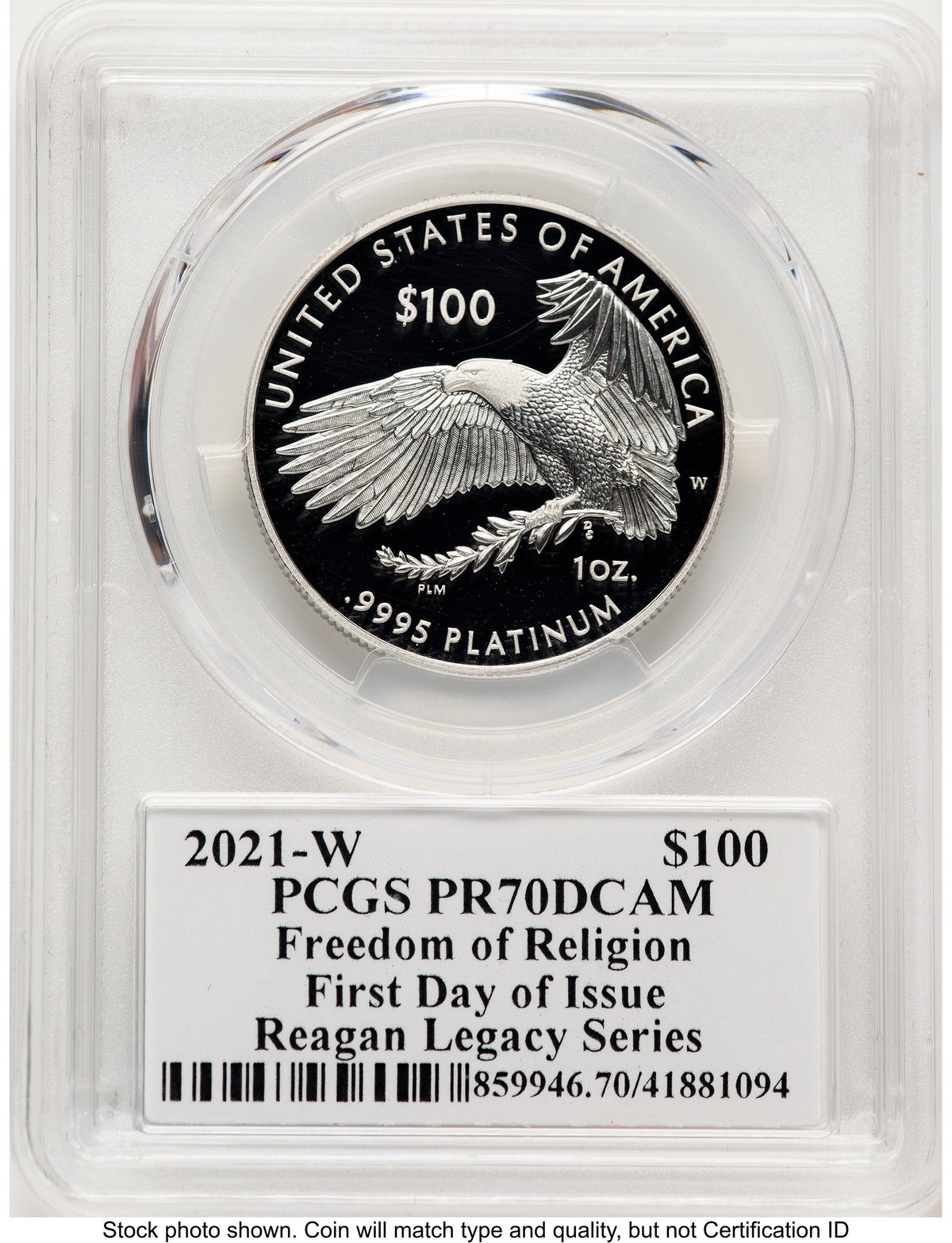 2021-W Proof Platinum Eagle 1 oz FDI Reagan Legacy Series Michael Reagan Picture PCGS PR70