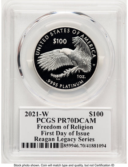 2021-W Proof Platinum Eagle 1 oz FDI Reagan Legacy Series Michael Reagan Picture PCGS PR70