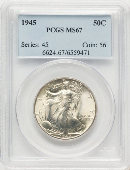 1945 50C Walking Liberty Half Dollar PCGS MS67