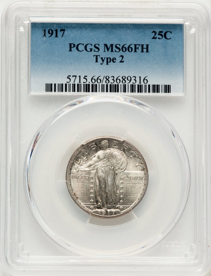 1917 25C Type Two FH Standing Liberty Quarter PCGS MS66