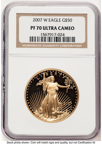 2007-W Proof Gold Eagle 1 oz Brown Label NGC PF70