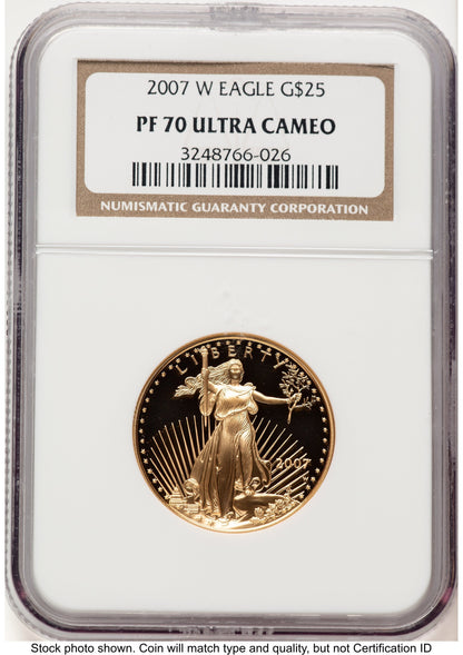 2007-W Proof Gold Eagle 1/2 oz Brown Label NGC PF70