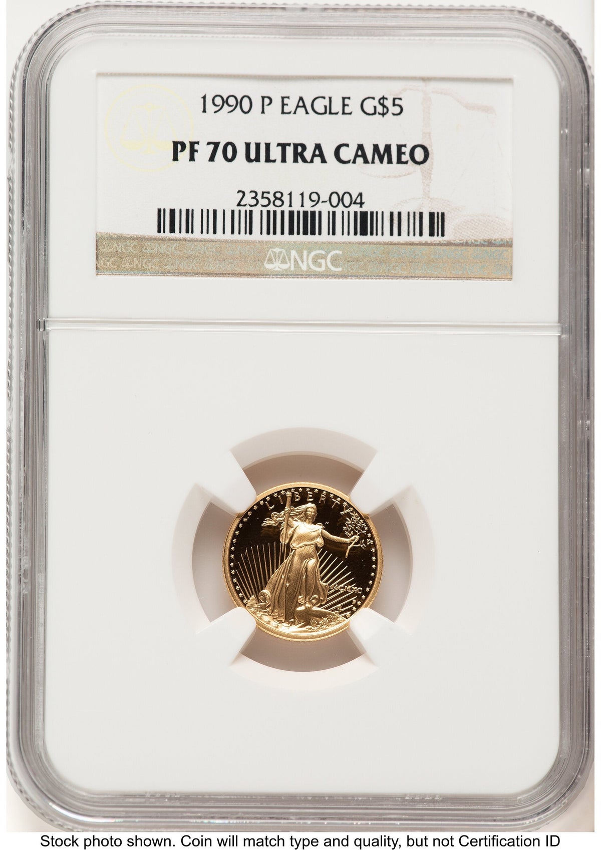 1990-P Proof Gold Eagle 1/10 oz Brown Label NGC PF70