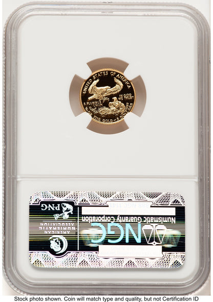 1990-P Proof Gold Eagle 1/10 oz Brown Label NGC PF70