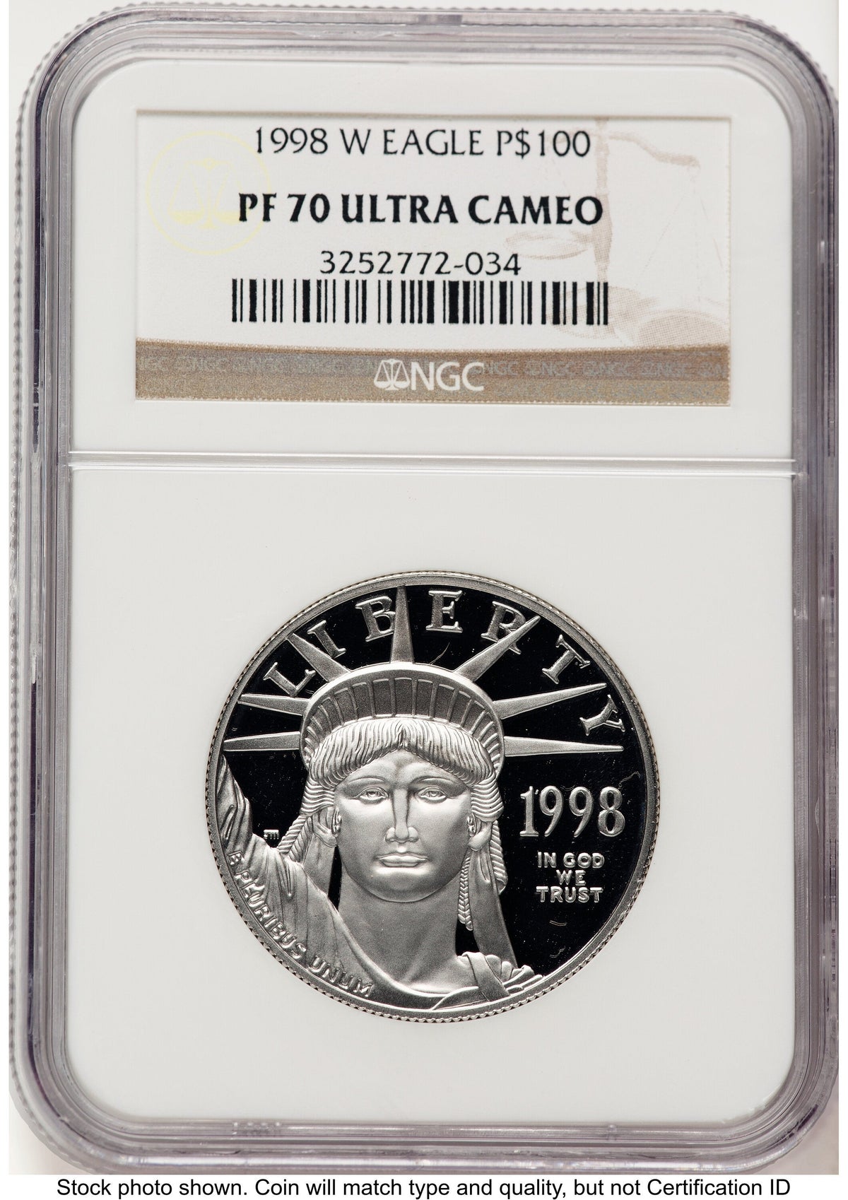 1998-W Proof Platinum Eagle 1 oz Brown Label NGC PF70