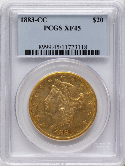1883-CC $20 Liberty Double Eagle PCGS XF45