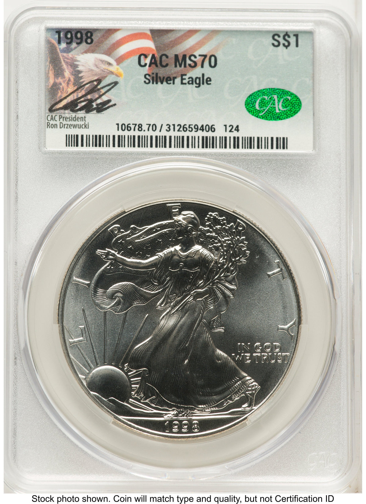 1998 Silver Eagle Ron Drzewucki CACG MS70