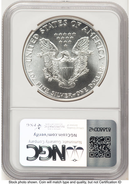 1986-(S) Silver Eagle Early Production Kenneth Bressett/Jeff Garrett Red Book From US Mint Sealed Box NGC MS70