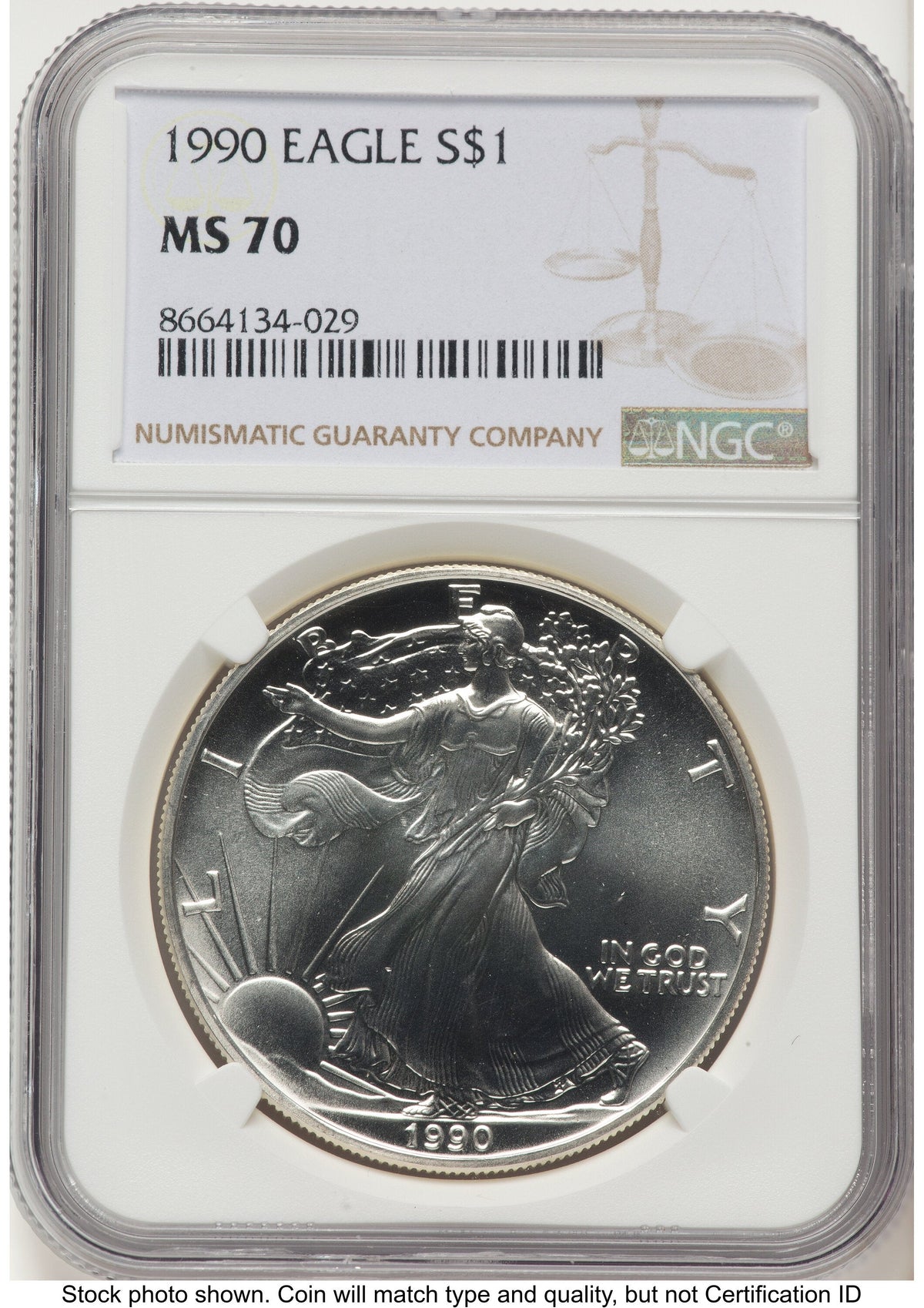 1990 Silver Eagle Brown Label NGC MS70