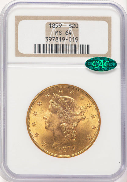 1899 $20 CAC Liberty Double Eagle NGC MS64