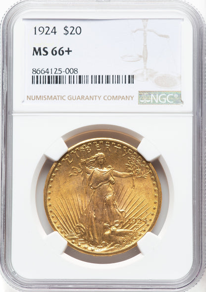 1924 $20 Saint Saint-Gaudens Double Eagle NGC MS66+