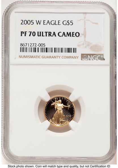 2005-W Proof Gold Eagle 1/10 oz Brown Label NGC PF70