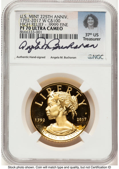 2017-W G$100 American Liberty High Relief Angela Buchanan NGC PF70