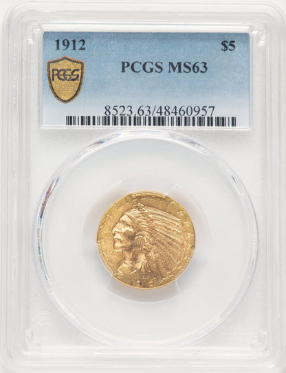 1912 $5 Indian Half Eagle PCGS MS63