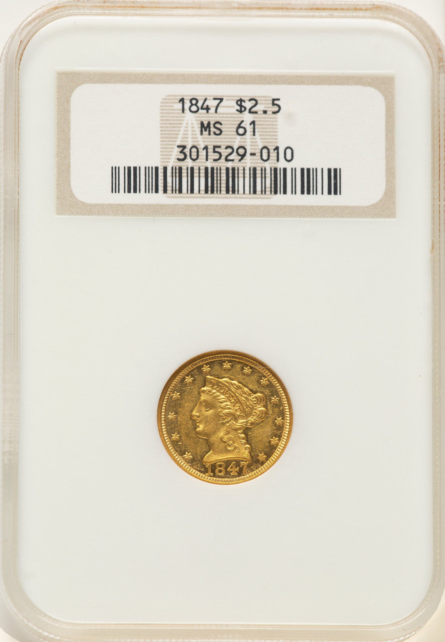 1847 $2.50 Liberty Quarter Eagle NGC MS61